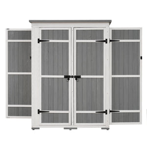 English Elm TOPMAX Outdoor 5.5ft Wood Storage Shed Cabinet with Waterproof Asphalt Roof, Lockable Doors, Sturdy White+gray SP100016AAE