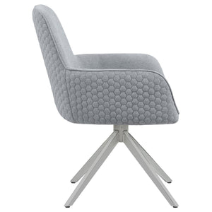 English Elm Light Grey Flare Arm Side Chair with Diamond Tufting, Deep Seat & Chrome Tapered Legs, Swivel Chic B062P153684