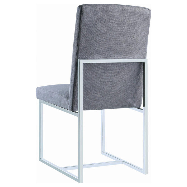 English Elm Grey Cube Base Dining Chair Set of 2 - Modern Grey Fabric Seating, Chrome Cubic Metal Base, Sleek Comfort for Guests B062P153695