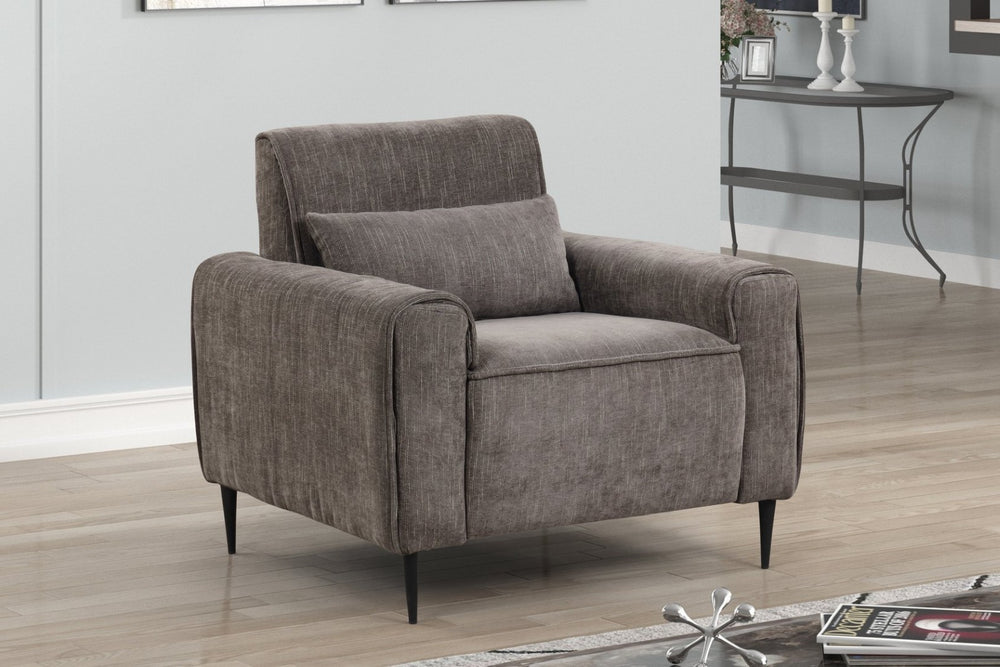 English Elm Valentina Barrel Accent Chair Chenille Upholstery Pocket Coil Support with Throw Pillow B061S00790