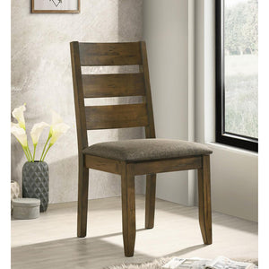 English Elm Knotty Knotty Nutmeg Grey Ladderback Dining Chairs Set of 2 – Rustic Hardwood Slatted Back, Upholstered Comfort B062P153686