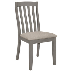 English Elm Grey Padded Side Chair Set of 2 – Coastal Grey Finish, Beige Upholstery, Curved Asian Hardwood Design B062P153692