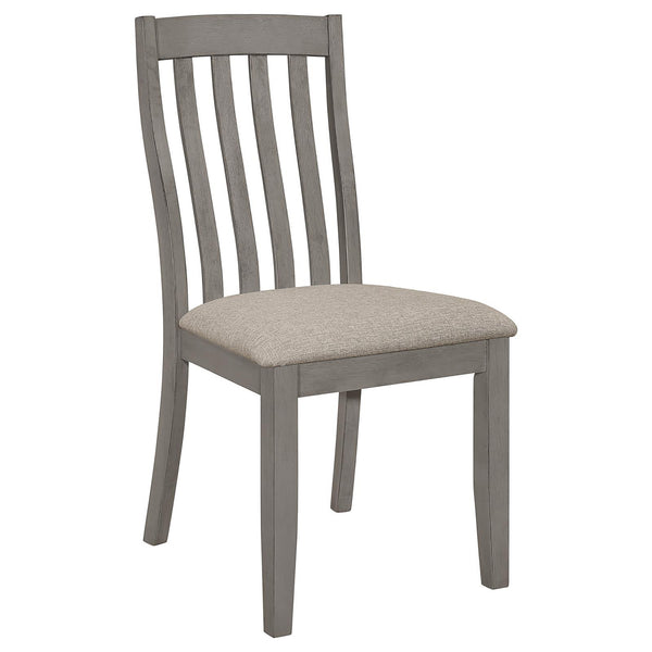 English Elm Grey Padded Side Chair Set of 2 – Coastal Grey Finish, Beige Upholstery, Curved Asian Hardwood Design B062P153692