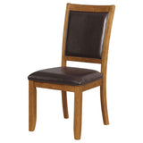 English Elm Deep Brown and Dark Brown Upholestered Dining Chair (Set Of 2)