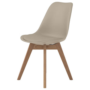 English Elm Tan Swedish Modern Padded Side Chair Set of 2 – Leatherette Upholstery, Solid Oak Splayed Legs, Cozy Design B062P153693