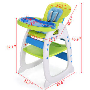 English Elm Multipurpose Adjustable Highchair For Babies & Toddlers - Safe, Washable, Colorful, And Versatile! Blue Polypropylene W2181p154926-giga