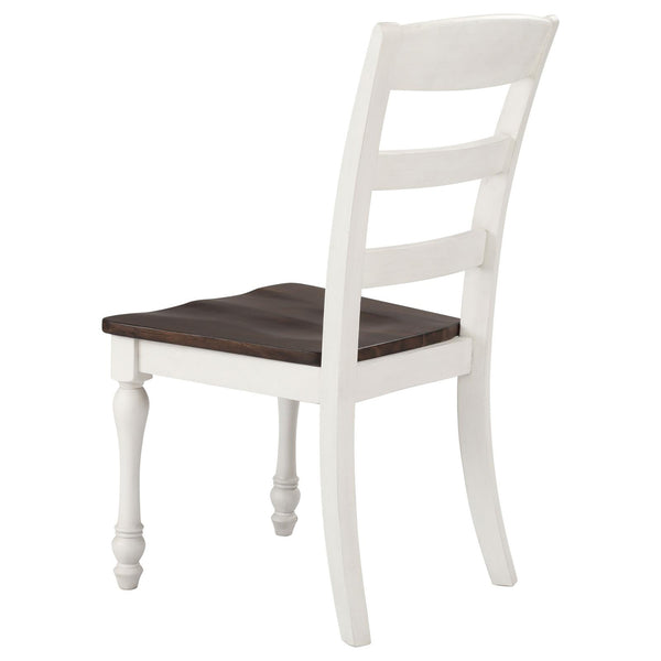 English Elm Dark Cocoa Dual-Tone Ladder Back Side Chair Set of 2 — Solid Wood, Saddle Seat, Turned Legs, Farmhouse Charm B062P153703