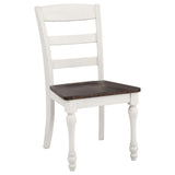 Dark Cocoa & White Ladder Back Dining Chairs Set - Classic Elegance & Comfort (77 characters)