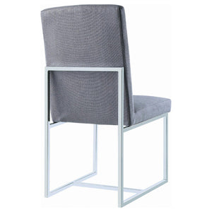 English Elm Grey Cube Base Dining Chair Set of 2 - Modern Grey Fabric Seating, Chrome Cubic Metal Base, Sleek Comfort for Guests B062P153695