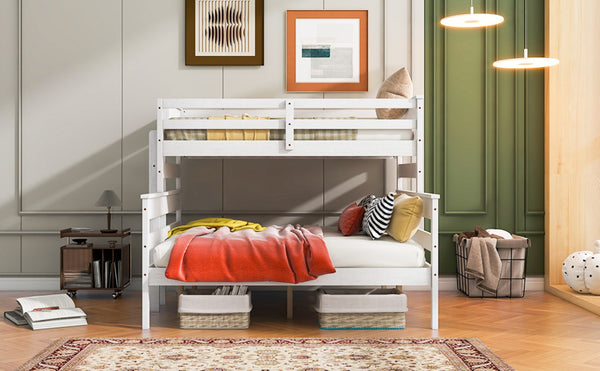 English Elm Wood Twin Xl Over Queen Bunk Bed With Ladder - Space-Saving, Sturdy, And Stylish Design For Kids GX000446AAK-GIGA