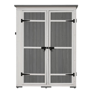 English Elm TOPMAX Outdoor 5.5ft Wood Storage Shed Cabinet with Waterproof Asphalt Roof, Lockable Doors, Sturdy White+gray SP100016AAE