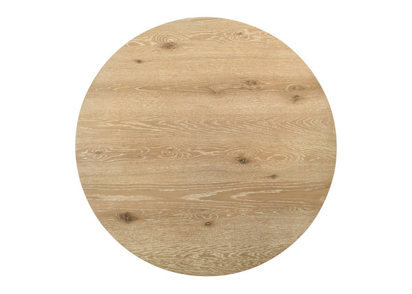English Elm Tate 47 Inch Round Dining Table Distressed Oak Veneer Top with Industrial Metal Base B061S00784