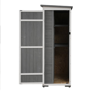 English Elm TOPMAX Outdoor 5.5ft Wood Storage Shed Cabinet with Waterproof Asphalt Roof, Lockable Doors, Sturdy White+gray SP100016AAE