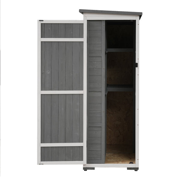 English Elm TOPMAX Outdoor 5.5ft Wood Storage Shed Cabinet with Waterproof Asphalt Roof, Lockable Doors, Sturdy White+gray SP100016AAE