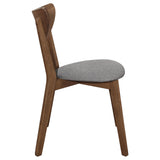 English Elm Natural Walnut and Grey Upholestered Dining Chair (Set Of 2)