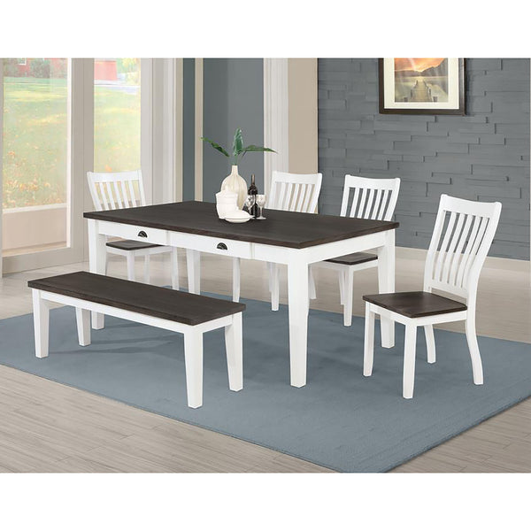 English Elm Espresso Slat Back Dining Chairs Set of 2 with Rustic White Frame, Contrasting Wood Seat, 39.25" H B062P153676