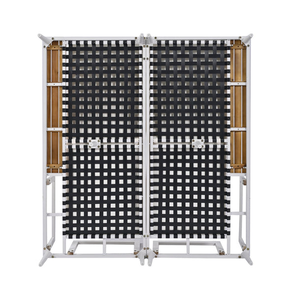 English Elm TOPMAX Modern Outdoor Daybed 2-in-1 Convertible Patio Chaise with Acacia Wood Side Tables, Washable Cushions, Sturdy Iron Frame Beige SP100013AAA