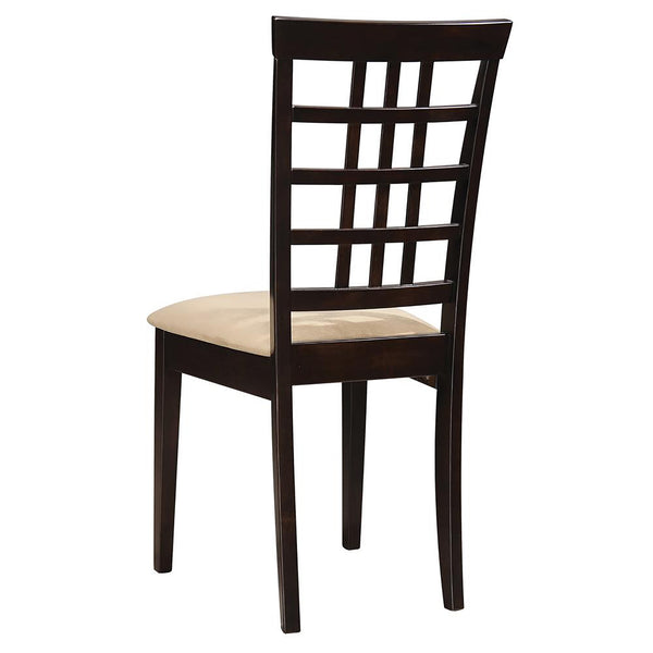 English Elm Cappuccino Lattice Back Side Chairs (Set of 2) — Two-Tone Wood Dining Seats with Peat Cushions, 37.25" H B062P153705
