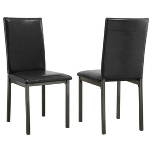 English Elm Black Faux-Leather Side Chairs Set of 2 — Sleek Black Upholstered Dining Chairs with Metal Frame, Modern Appeal B062P153675