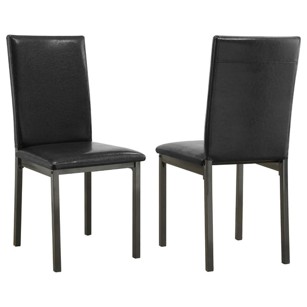 English Elm Black Faux-Leather Side Chairs Set of 2 — Sleek Black Upholstered Dining Chairs with Metal Frame, Modern Appeal B062P153675