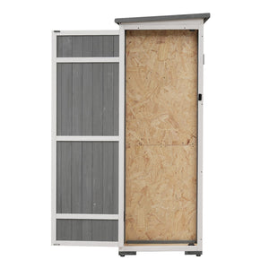 English Elm TOPMAX Outdoor 5.5ft Wood Storage Shed Cabinet with Waterproof Asphalt Roof, Lockable Doors, Sturdy White+gray SP100016AAE