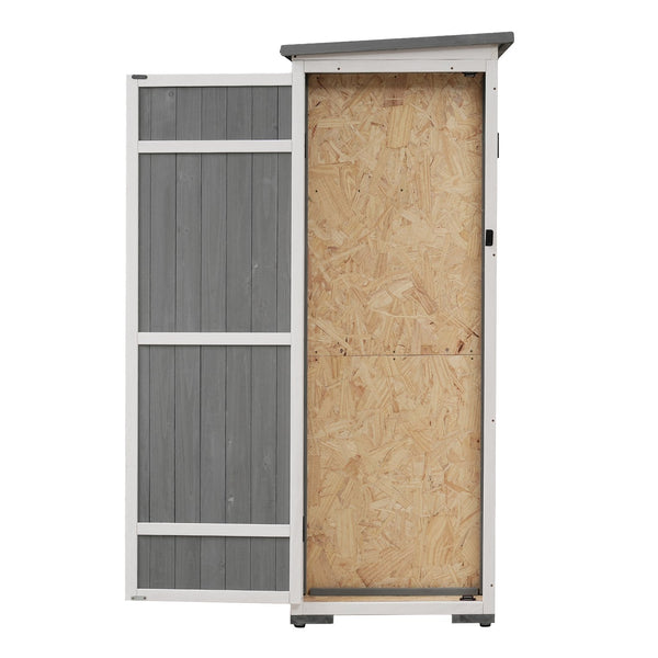 English Elm TOPMAX Outdoor 5.5ft Wood Storage Shed Cabinet with Waterproof Asphalt Roof, Lockable Doors, Sturdy White+gray SP100016AAE