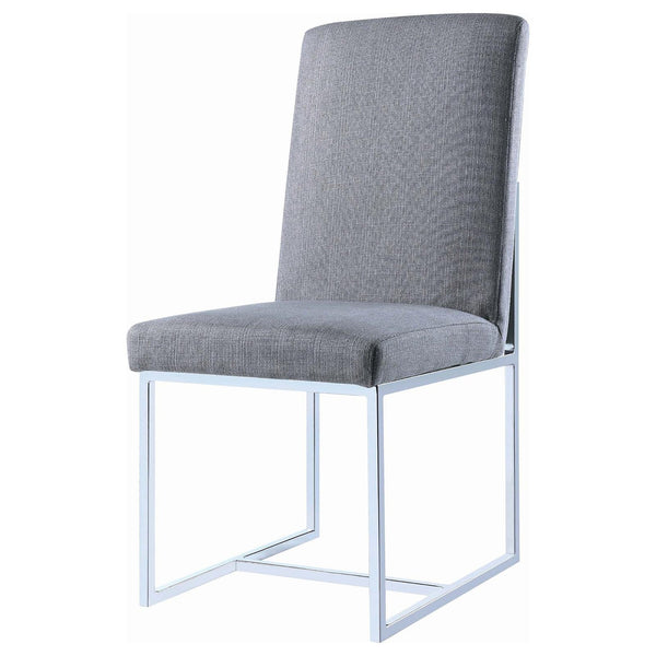 English Elm Grey Cube Base Dining Chair Set of 2 - Modern Grey Fabric Seating, Chrome Cubic Metal Base, Sleek Comfort for Guests B062P153695