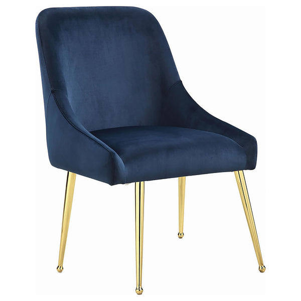 English Elm Dark Ink Blue Walmer Wingback Dining Chairs Set of 2 with Gold Brass Frame, Plush Upholstery & Handles B062P153694