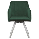 English Elm Green Channeled Sloped Arm Swivel Chair