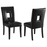 Gloss Black Leatherette Counter Height Chairs, Dark Cappuccino Legs, Open Square Back Design, Set of 2