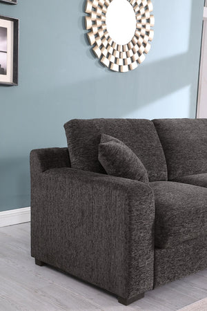 English Elm Celine Chenille Sectional Sofa with Chaise Cupholders and Built-in Charging Ports Gray B061S00805