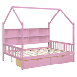 Hearth and Haven Wooden Full Size House Bed with 2 Drawers, Kids Bed with Storage Shelf WF301459AAH WF301459AAH