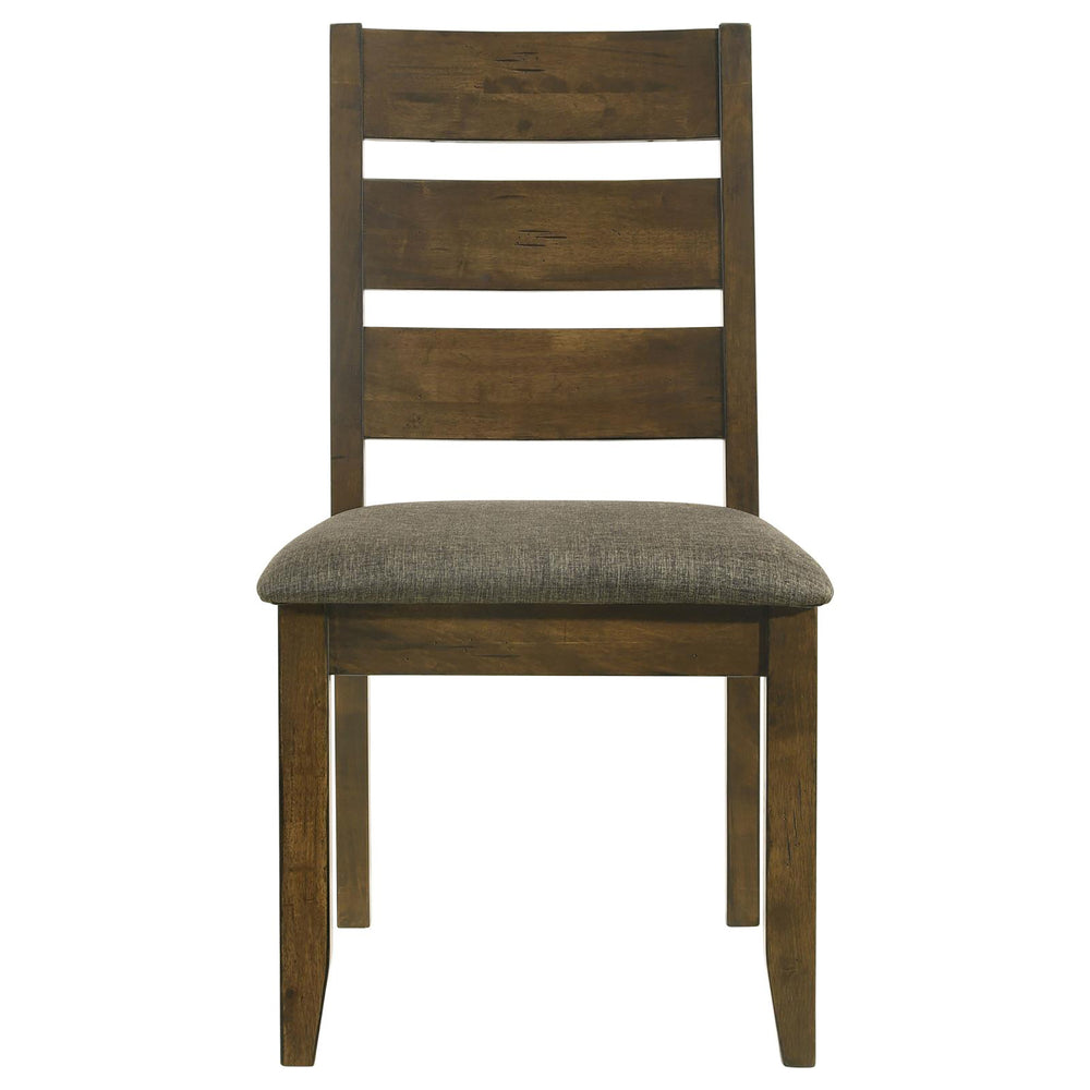 English Elm Knotty Knotty Nutmeg Grey Ladderback Dining Chairs Set of 2 – Rustic Hardwood Slatted Back, Upholstered Comfort B062P153686