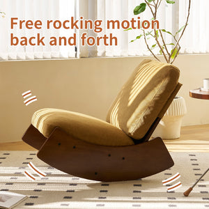 English Elm Comfortable Corduroy Glider Rocking Chair Solid Wood Frame Nursery and Bedroom Accent W2105P480685