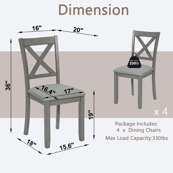 English Elm Dining Chairs Set Of 4 - Modern Upholstered Side Chairs With Ergonomic Backrest & Non-Slip Feet W1998126404