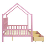 Hearth and Haven Wooden Full Size House Bed with 2 Drawers, Kids Bed with Storage Shelf WF301459AAH WF301459AAH