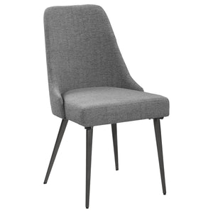 English Elm Grey Mid-Century Side Chairs Set of 2 - Gunmetal Tapered Legs, Grey Woven Fabric, Comfort-Curve Retro Chic B062P153680