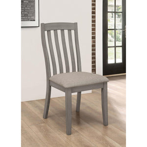English Elm Grey Padded Side Chair Set of 2 – Coastal Grey Finish, Beige Upholstery, Curved Asian Hardwood Design B062P153692