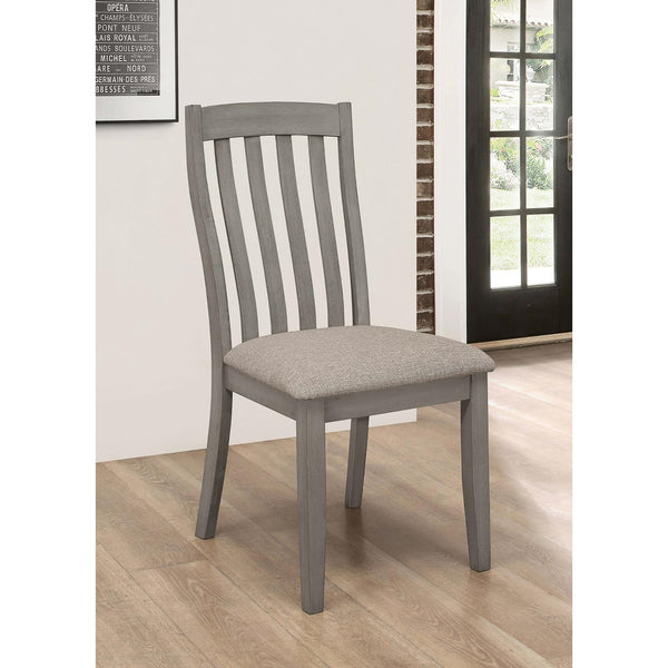 English Elm Grey Padded Side Chair Set of 2 – Coastal Grey Finish, Beige Upholstery, Curved Asian Hardwood Design B062P153692