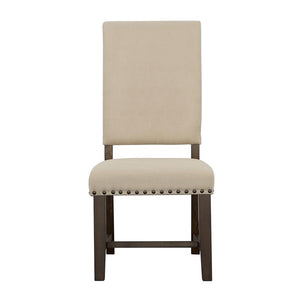 English Elm Beige Ayers Upholstered Side Chairs Set of 2 – High-Back Parsons, Nailhead Trim, Smokey Black Frame, Durable Hardwood B062P153669