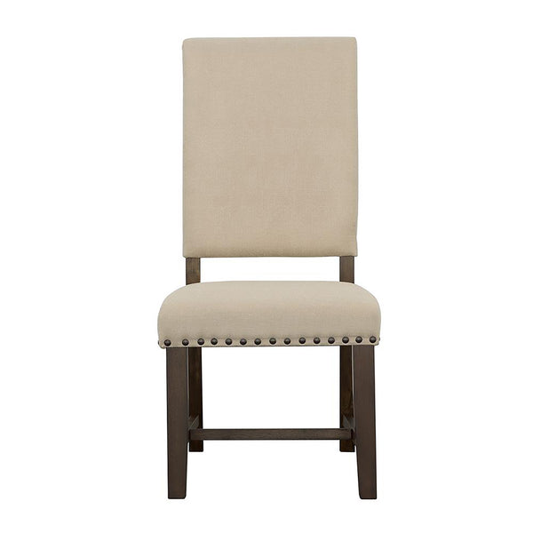 English Elm Beige Ayers Upholstered Side Chairs Set of 2 – High-Back Parsons, Nailhead Trim, Smokey Black Frame, Durable Hardwood B062P153669