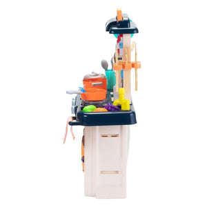 English Elm Kids Pretend Play Kitchen Set with Lights Sounds Smoke Effects and 42 Piece Accessories W2181P154984