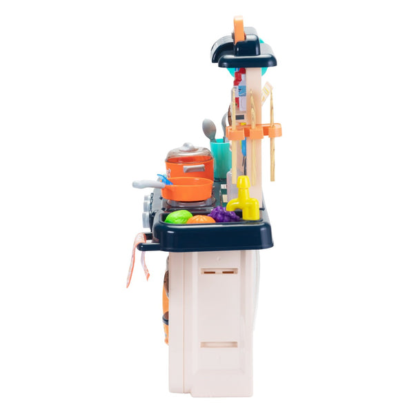 English Elm Kids Pretend Play Kitchen Set with Lights Sounds Smoke Effects and 42 Piece Accessories W2181P154984