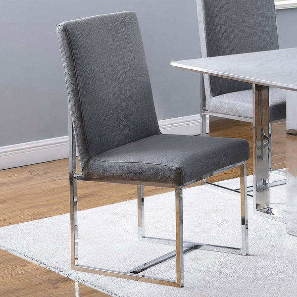English Elm Grey Cube Base Dining Chair Set of 2 - Modern Grey Fabric Seating, Chrome Cubic Metal Base, Sleek Comfort for Guests B062P153695