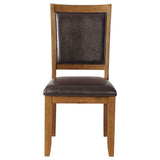 English Elm Deep Brown and Dark Brown Upholestered Dining Chair (Set Of 2)