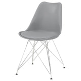 English Elm Grey and Chrome Padded Side Chair (Set Of 2)