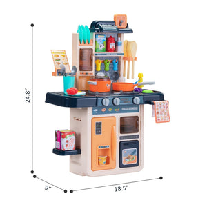 English Elm Kids Pretend Play Kitchen Set with Lights Sounds Smoke Effects and 42 Piece Accessories W2181P154984