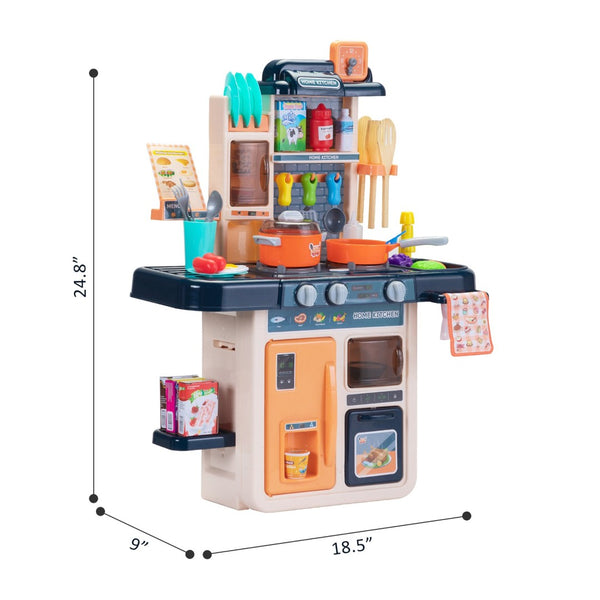 English Elm Kids Pretend Play Kitchen Set with Lights Sounds Smoke Effects and 42 Piece Accessories W2181P154984