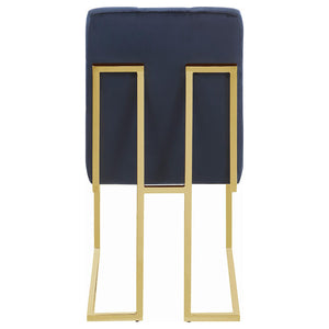 English Elm Tufted Velvet Dining Chair Set of 2 – Blue Button-Tufted Upholstered Seats with Chrome Sled Legs B062P153698