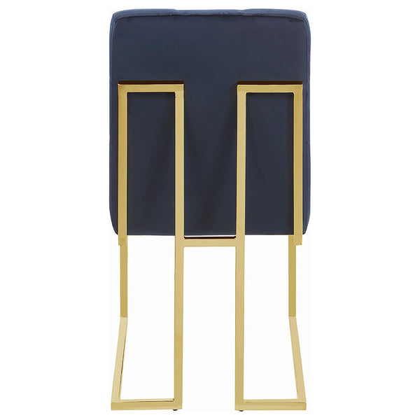 English Elm Tufted Velvet Dining Chair Set of 2 – Blue Button-Tufted Upholstered Seats with Chrome Sled Legs B062P153698